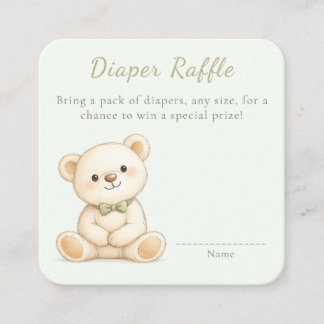 Tarjeta De Recepción Rifa de Pañales de Oso Teddy en Acuarela Adorable