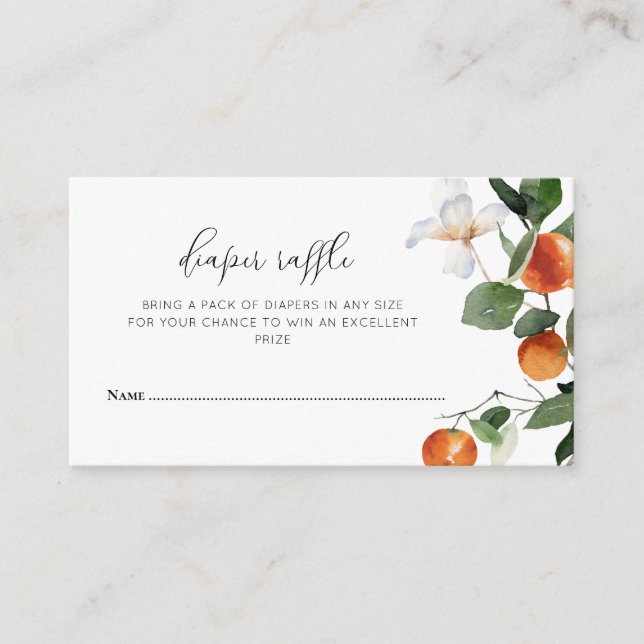 Tarjeta De Recepción rifa de pañales de pañales para la ducha de bebé (Anverso)