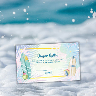 Tarjeta De Recepción Rifa de Pañales de Playa de Pastel Surfboard Fiest