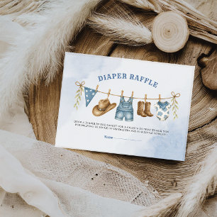 Tarjeta De Recepción Rifa de Pañales de Ropa de Vaquero Rústico