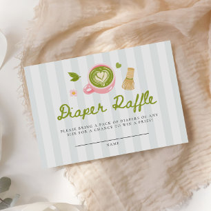 Tarjeta De Recepción Rifa de pañales de Watercolor Matcha Latte