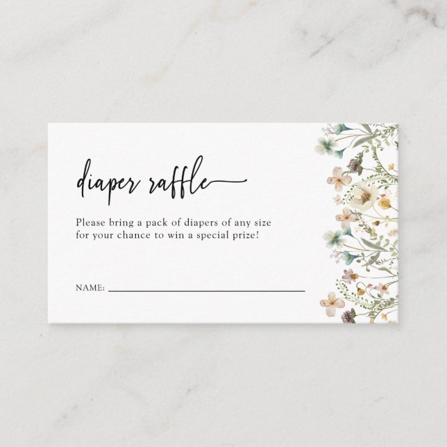 Tarjeta De Recepción Rifa de pañales florales (Anverso)