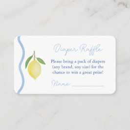Tarjeta De Recepción Rifa de Pañales Línea Ondulada Azul Limón Baby Sho