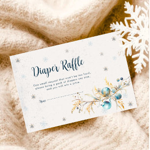 Tarjeta De Recepción Rifa de pañales Navy Gold Baby It's Cold Outside 