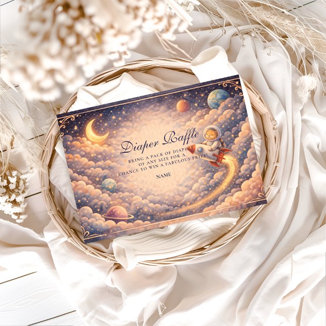 Tarjeta De Recepción Rifa de Pañales Nubes Astronautas Celestiales  (Subido por el creador)