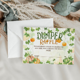 Tarjeta De Recepción Rifa de pañales para baby shower botánico de calab