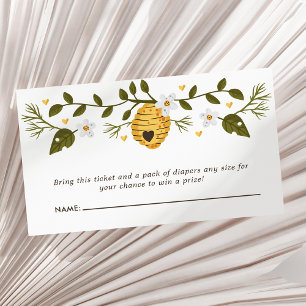 Tarjeta De Recepción Rifa de pañales para baby shower de abejorro en pa