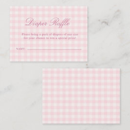 Tarjeta De Recepción Rifa de pañales para baby shower de cuadros rosado