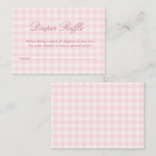 Tarjeta De Recepción Rifa de pañales para baby shower de cuadros rosado