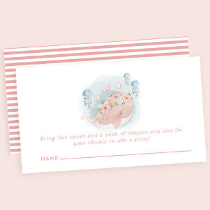 Tarjeta De Recepción Rifa de pañales para baby shower de medusa ballena