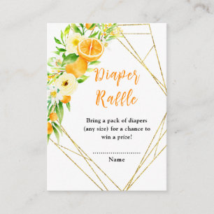 Tarjeta De Recepción Rifa de pañales para baby shower de naranjas cítri