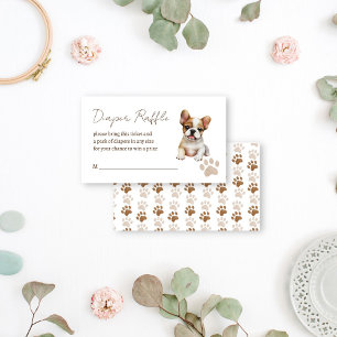 Tarjeta De Recepción Rifa de pañales para bebé con tema canino