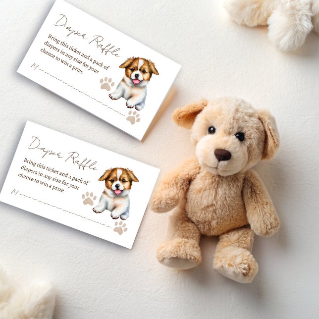 Tarjeta De Recepción Rifa de pañales para bebé con tema canino (Puppy dog themed baby shower diaper raffle enclosure card cute puppy raffle tickets )