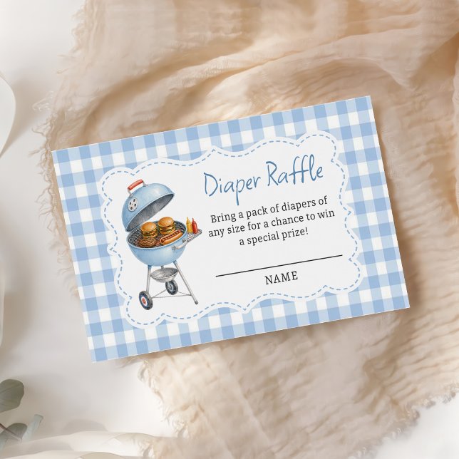 Tarjeta De Recepción Rifa de pañales para ducha de bebé Blue Burger BBQ (Subido por el creador)
