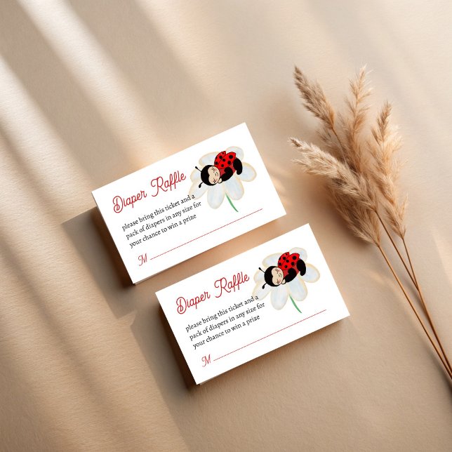 Tarjeta De Recepción Rifa de pañales para la ducha de bebé (Ladybug baby shower diaper raffle enclosure card cute ladybug sleeping on a daisy raffle tickets)