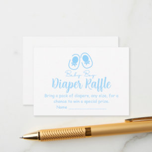 Tarjeta De Recepción Rifa de pañales para zapatos azules de bebé niño
