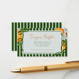 Tarjeta De Recepción Rifa de Pañales Rayas Verdes Naranjas Cítricas