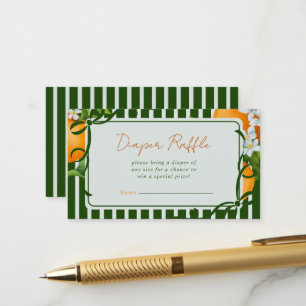 Tarjeta De Recepción Rifa de Pañales Rayas Verdes Naranjas Cítricas