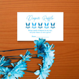 Tarjeta De Recepción Rifra de pañales para Baby Shower de Conejito Azul