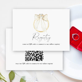 Tarjeta De Recepción Ring Bow novia ducha QR código para registro