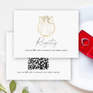 Tarjeta De Recepción Ring Bow novia ducha QR código para registro