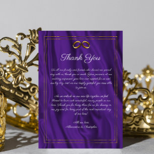 Tarjeta De Recepción Rings de Boda Purple Elegance Gracias