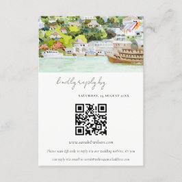 Tarjeta De Recepción River Cruise Countryside Wedding RSVP Código QR