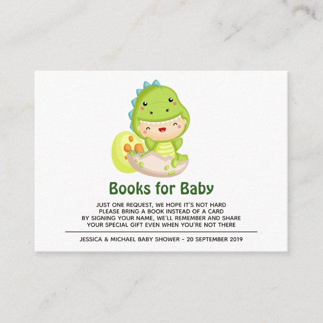 Tarjeta De Recepción Roar es un dinosaurio: Libros de Baby Shower para  (Anverso)