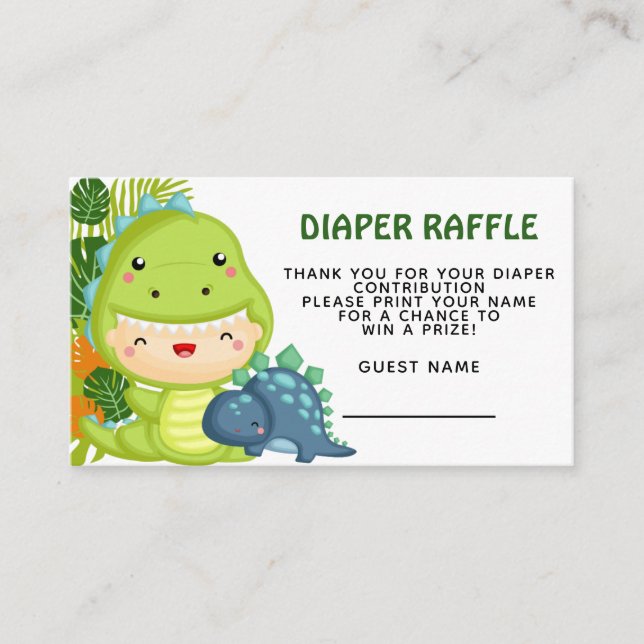Tarjeta De Recepción Roar es un pañal de dinosaurio (Anverso)