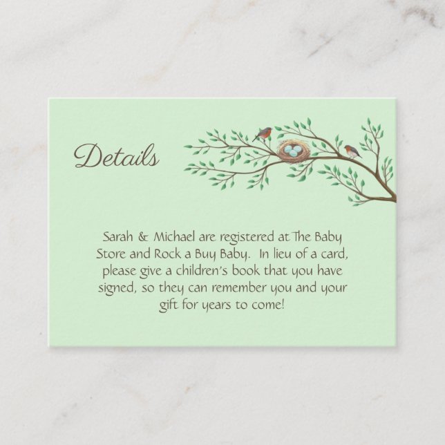 Tarjeta De Recepción Robin Birds Nest Eggs Spring Baby Shower (Anverso)