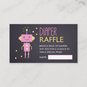 Tarjeta De Recepción Robot Chalkboard Diaper Raffle Ticket