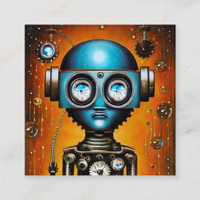 Tarjeta De Recepción Robot retro futurista (Anverso)