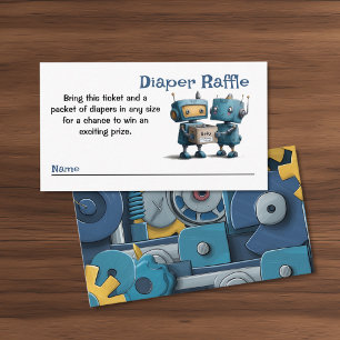 Tarjeta De Recepción Robot se prepara para bebé y libros Diaper Raffle
