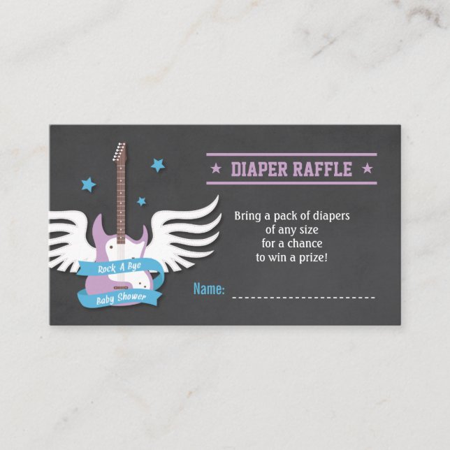 Tarjeta De Recepción Rock de guitarra eléctrica a Bye Diaper Raffle (Anverso)