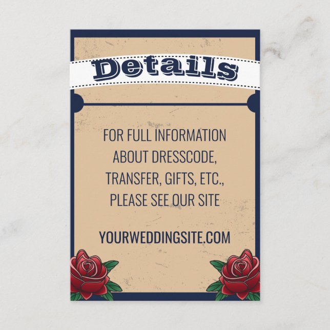 Tarjeta De Recepción Rockabilly Tattoo Boda gótico (Anverso)