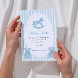 Tarjeta De Recepción Rockefeller Blue Baby Shower Diaper Raffle