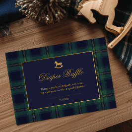 Tarjeta De Recepción Rocking Horse Plaid Baby Shower Diaper Raffle