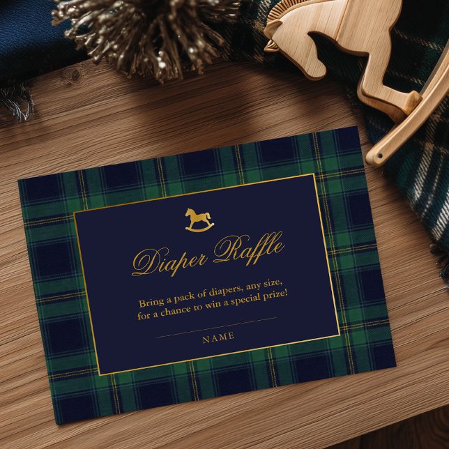Tarjeta De Recepción Rocking Horse Plaid Baby Shower Diaper Raffle (Subido por el creador)
