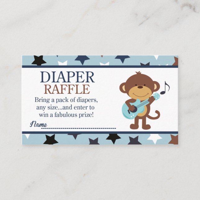 Tarjeta De Recepción Rockstar Monkey Baby Shower Diaper Raffle (Anverso)