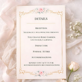 Tarjeta De Recepción Rococo Blush Wedding