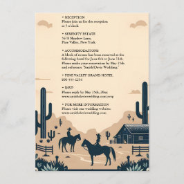 Tarjeta De Recepción Rodeo retro del desierto Caballo Rústico Boda occi