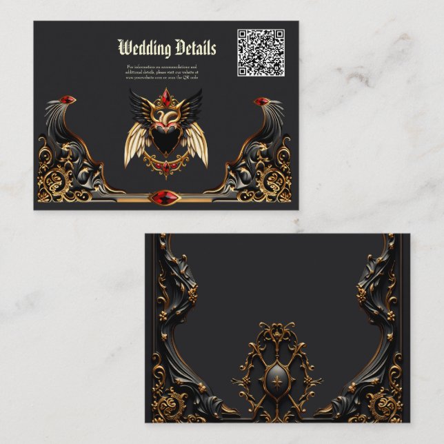 Tarjeta De Recepción Romance gótico, en las sombras del amor. (Anverso / Reverso)