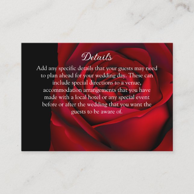 Tarjeta De Recepción Romance gótico negrita rosa rojo (Anverso)