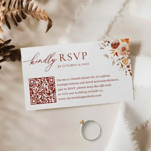 Tarjeta De Recepción Romance otoño Código QR Boda RSVP