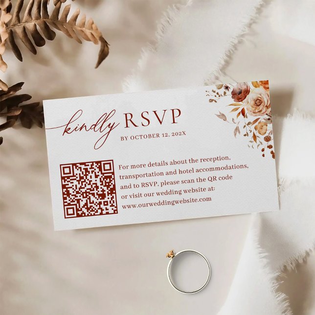 Tarjeta De Recepción Romance otoño Código QR Boda RSVP (Subido por el creador)