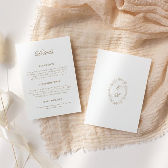 Tarjeta De Recepción Romantic Baroque Ornate Frame Wedding Details (Subido por el creador)