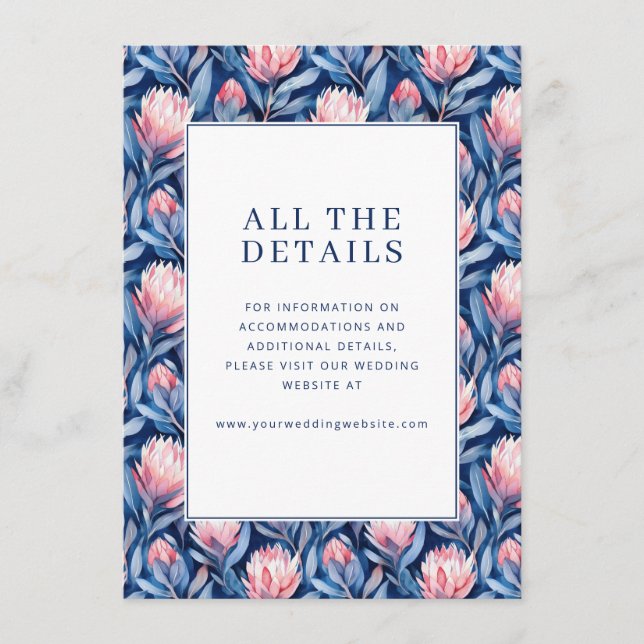 Tarjeta De Recepción Romantic Blue Floral (Anverso)