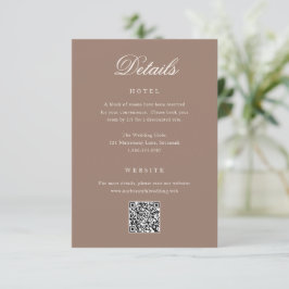 Tarjeta De Recepción Romantic Brown QR Code Elegant Wedding