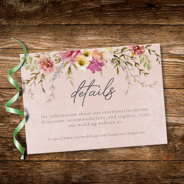 Tarjeta De Recepción Romantic Burgundy Blush Floral Garden Wedding (Romantic Burgundy Blush Floral Garden Wedding Enclosure Card)