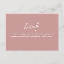 Tarjeta De Recepción Romantic Dusty Rose Wedding Details